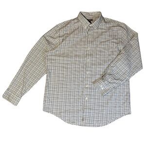 Van Heusen Flex Men’s XL Button Down Shirt 17–17.5 Green Blue Stretch Dress vtg